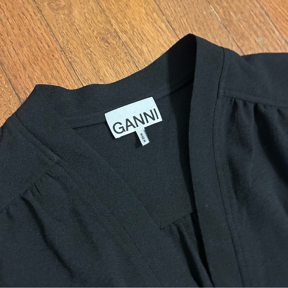 Ganni balloon sleeve crepe midi dress. - Picture 10 of 16